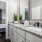 a bathroom with a large mirror